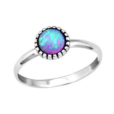 Silver Round Ring with Bubble Gem