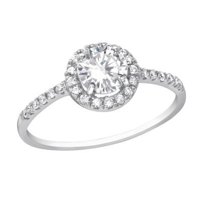 Silver Round Ring with Cubic Zirconia