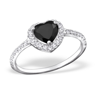 Silver Heart Cluster Ring with Cubic Zirconia