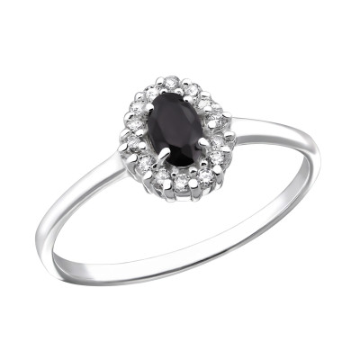 Silver Oval Ring with Cubic Zirconia