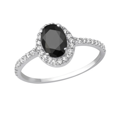 Silver Oval Ring with Cubic Zirconia