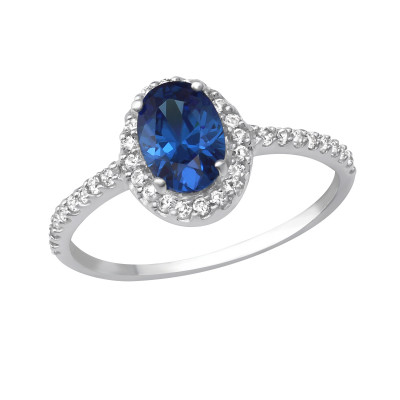 Oval Sterling Silver Ring with Cubic Zirconia