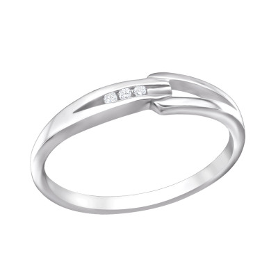 Silver Band Ring with Cubic Zirconia