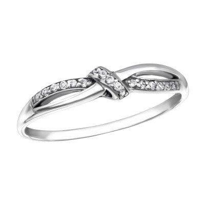 Silver Knot Ring with Cubic Zirconia