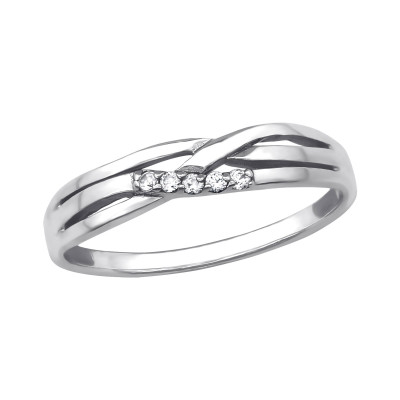 Silver Intertwining Ring with Cubic Zirconia