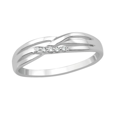 Silver Twisted Ring with Cubic Zirconia