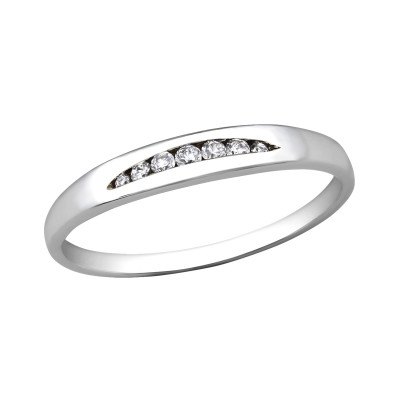 Silver Band Ring with Cubic Zirconia