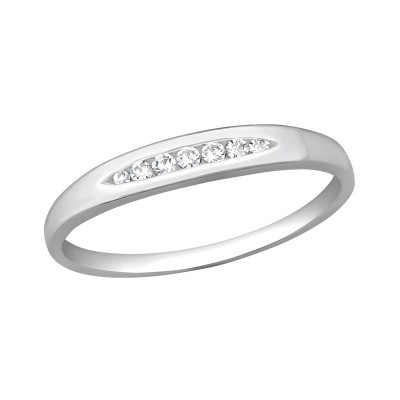 Silver Band Ring with Cubic Zirconia