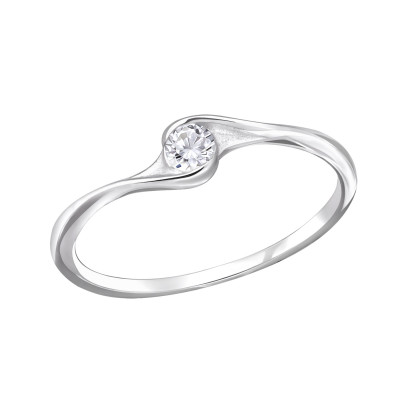 Silver Twisted Ring with Cubic Zirconia