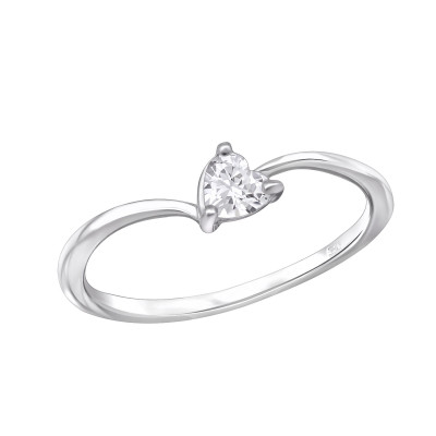 Silver Heart Ring with Cubic Zirconia