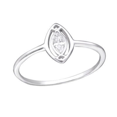 Oval Sterling Silver Ring with Cubic Zirconia