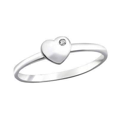 Heart Sterling Silver Ring with Crystal