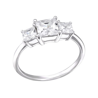 Squares Sterling Silver Ring with Cubic Zirconia