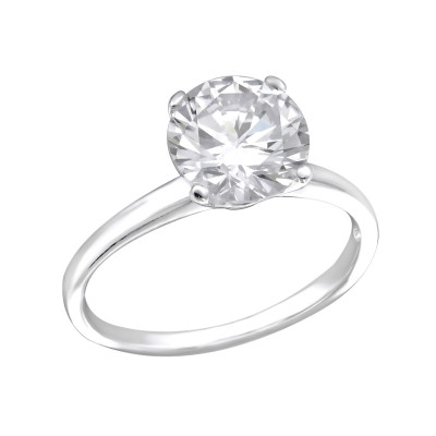 Silver Round Ring with Cubic Zirconia