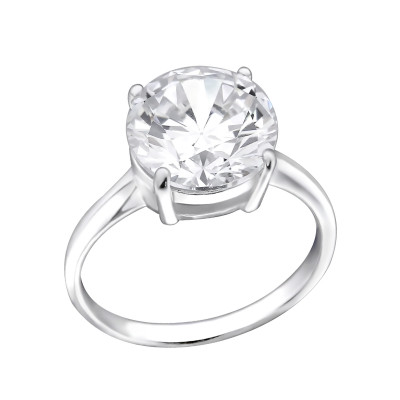 Silver Round Ring with Cubic Zirconia