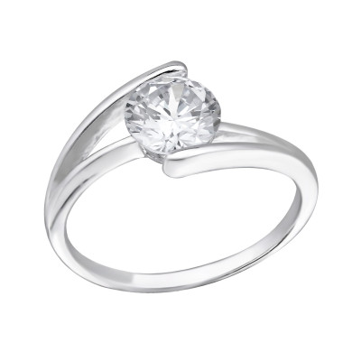 Silver Round Ring with Cubic Zirconia