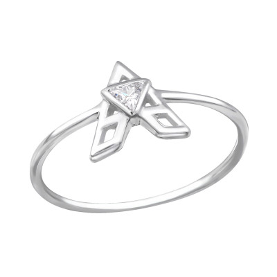 Triangle Sterling Silver Ring with Cubic Zirconia