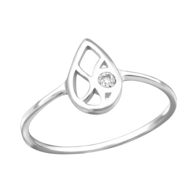 Silver Drop Ring with Cubic Zirconia