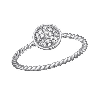 Silver Round Ring with Cubic Zirconia