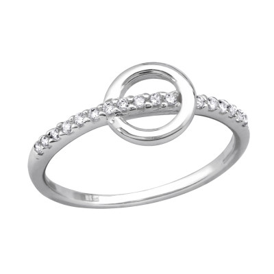 Silver Circle Ring with Cubic Zirconia