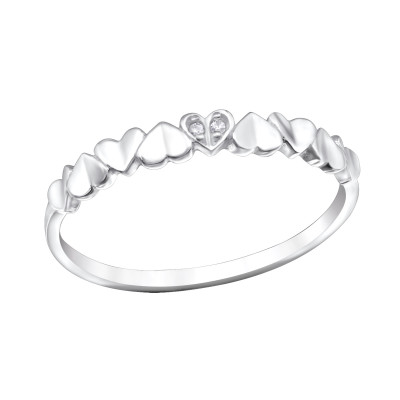 Silver Heart Ring with Cubic Zirconia