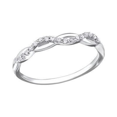 Silver Twisted Ring with Cubic Zirconia