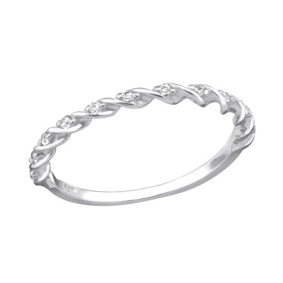 Twisted Sterling Silver Ring with Cubic Zirconia