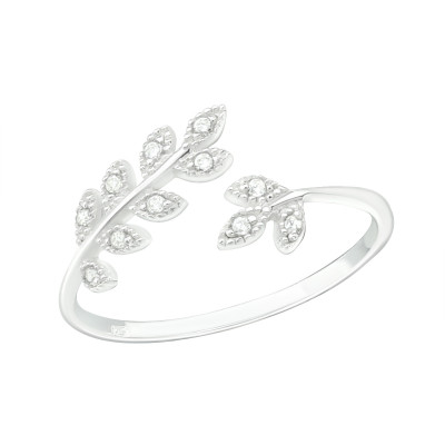 Silver Branch Ring with Cubic Zirconia