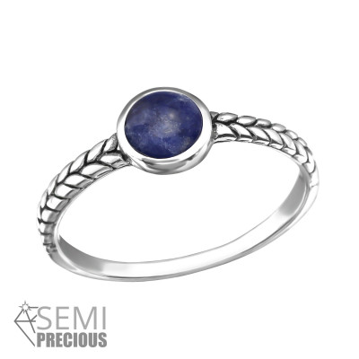 Silver Oxidized Ring with Sodalite