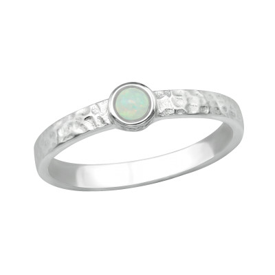 Silver Round Ring with synthetic Opal