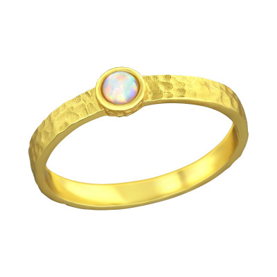 Silver Hammered Ring with synthetic Opal