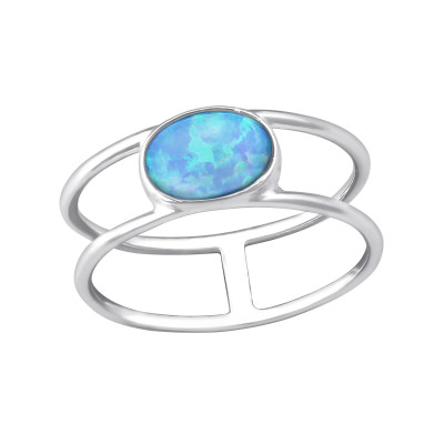 Silver Oval Ring with Azure