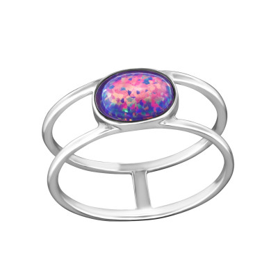 Silver Oval Ring with Multi Lavender