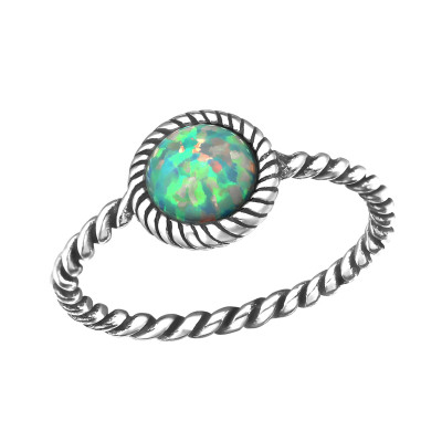 Silver Twisted Band Ring with Moon Yellow