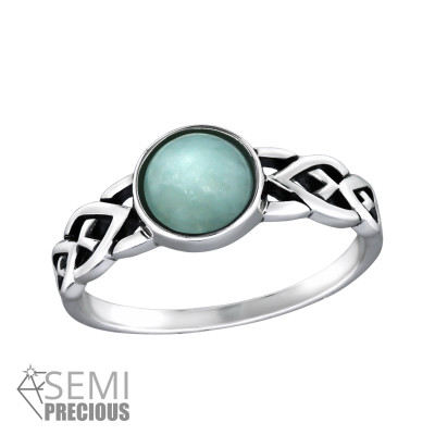 Silver Braided Ring with Amazonite