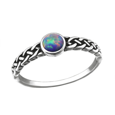 Silver Braided Ring with Multi Lavender