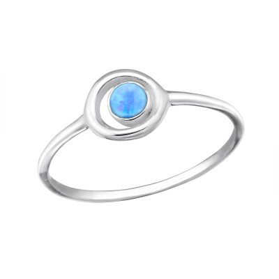 Silver Circle Ring with Azure