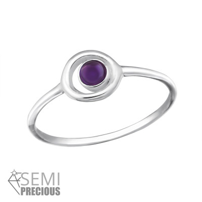 Silver Circle Ring with Amethyst