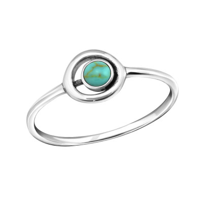 Silver Circle Ring with Imitation Turquoise