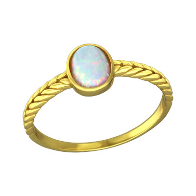 Silver Braided Ring with Synthetic Opal