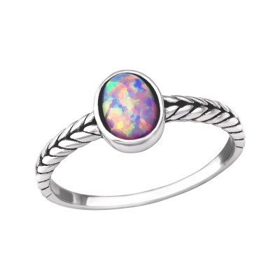 Silver Oval Ring with Multi Lavender