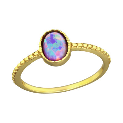 Silver Oval Ring with Synthetic Opal