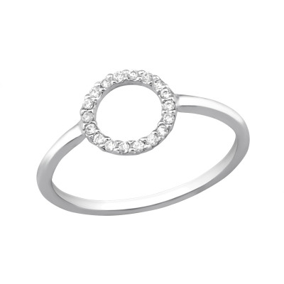 Silver Geometric Ring with Cubic Zirconia