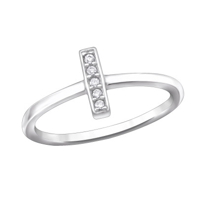 Silver Bar Ring with Cubic Zirconia