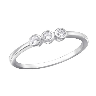 Silver 3 Stone Ring with Cubic Zirconia