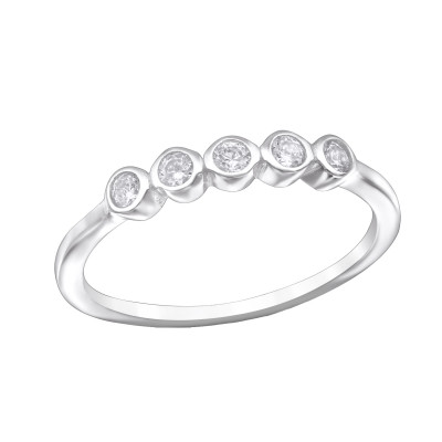 Silver 5 Stone Ring with Cubic Zirconia