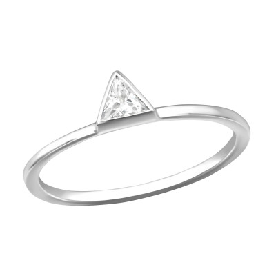 Silver Triangle Ring with Cubic Zirconia