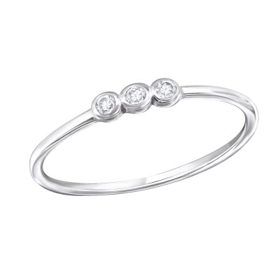 Silver 3 Stones Ring with Cubic Zirconia