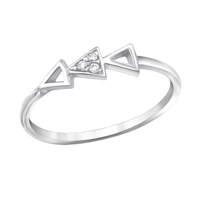 Silver Geometric Ring with Cubic Zirconia