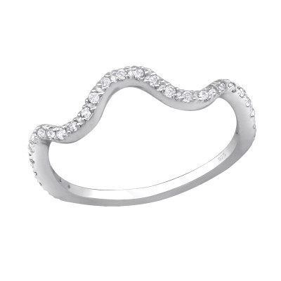 Silver Wave Ring with Cubic Zirconia